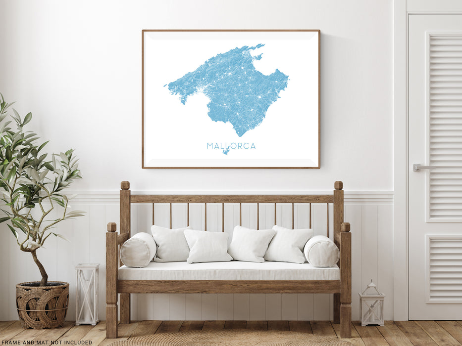 Mallorca map print in turquoise by Maps As Art.