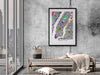 Manhattan, New York City map wall art print with a colorful, multicolored geometric design by Maps As Art. 