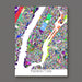 Colorful map of Manhattan on a gray background