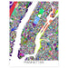 Colorful map of Manhattan with 'Manhattan' text at the bottom.