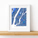Framed map print of Manhattan on a white background