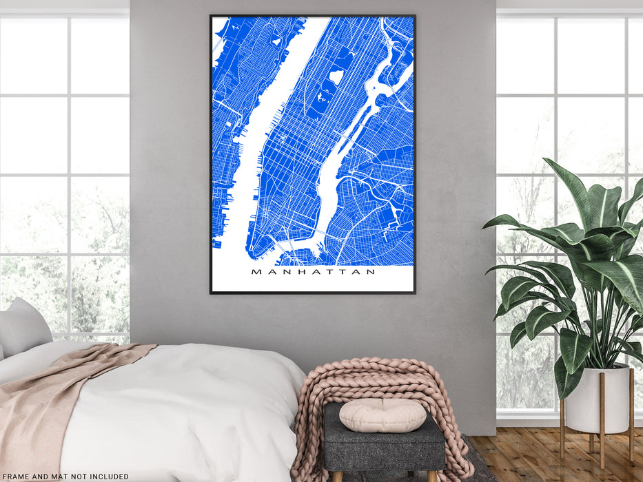 Manhattan, New York City map print with city streets and roads designed by Maps As Art.