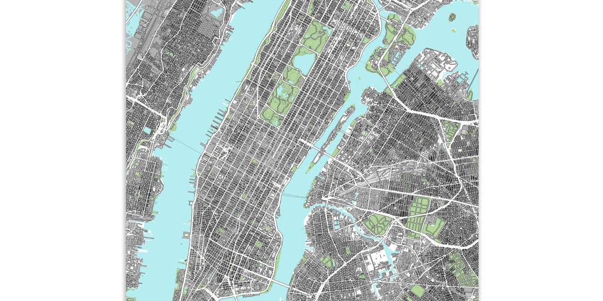 Manhattan Map Print, New York City Wall Art Poster, NYC Maps