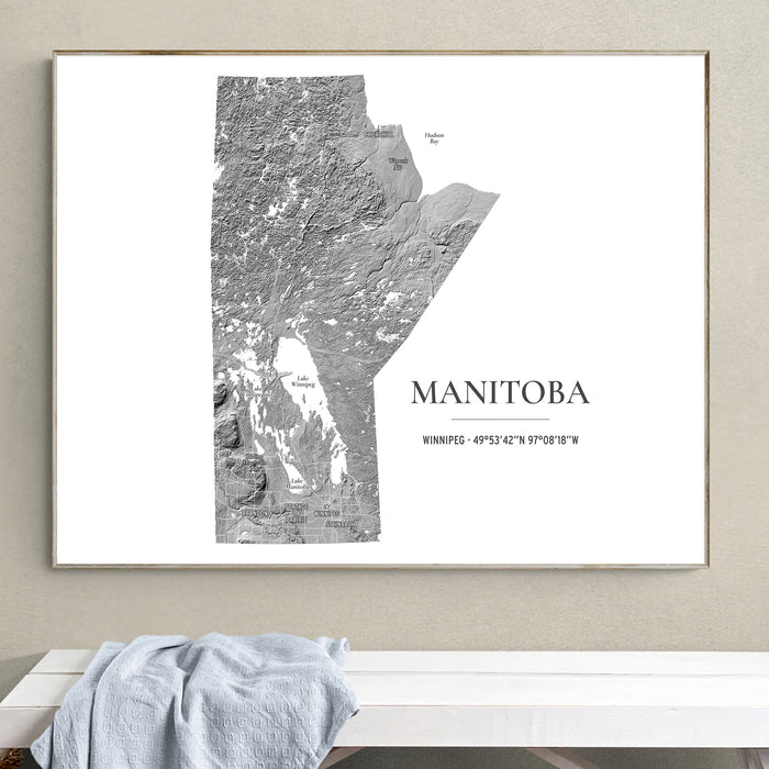 Manitoba Topographic Map: Personalized Province Wall Art Print