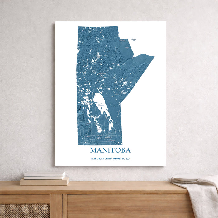 Manitoba Topographic Map: Personalized Province Wall Art Print