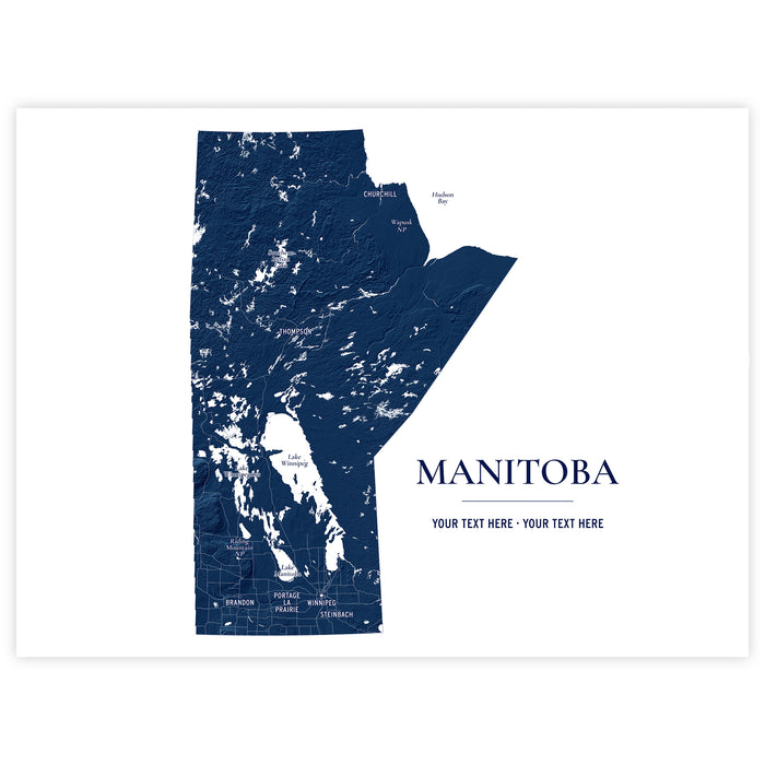 Manitoba Topographic Map: Personalized Province Wall Art Print