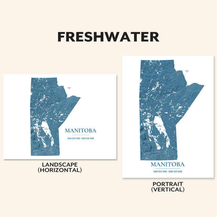 Manitoba Topographic Map: Personalized Province Wall Art Print