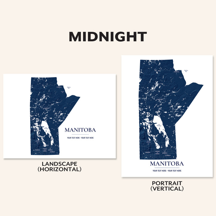 Manitoba Topographic Map: Personalized Province Wall Art Print