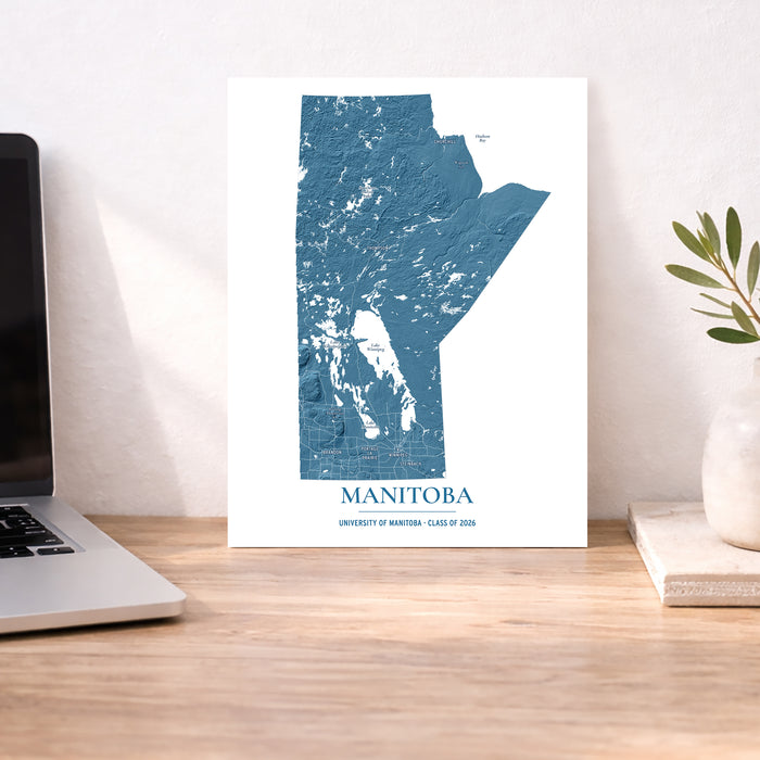 Manitoba Topographic Map: Personalized Province Wall Art Print