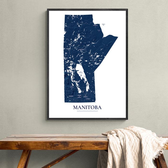 Manitoba Topographic Map: Personalized Province Wall Art Print