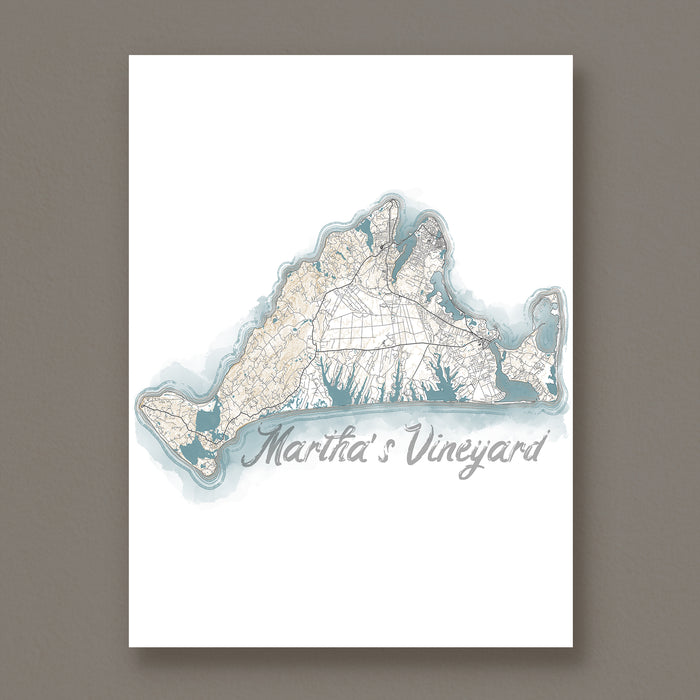 Map of Martha's Vineyard on a white background