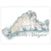Map of Martha's Vineyard with a light blue and beige color scheme on a white background.