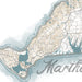 Map of Martha's Vineyard with water bodies and roads.