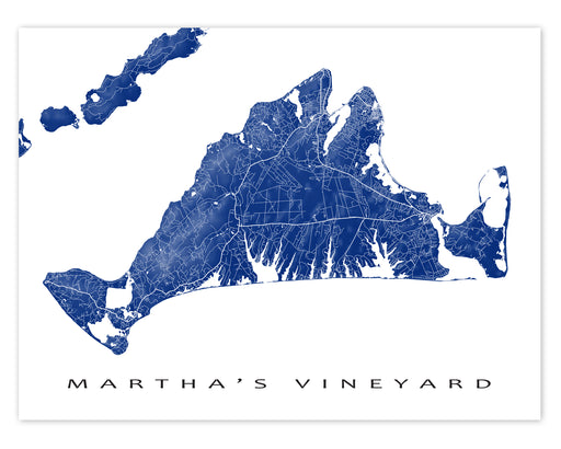 Marthas Vineyard island map print with a topographic landscape design by Maps As Art.