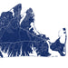 Map of Cape Cod in blue on a white background
