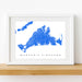 Framed map of Martha's Vineyard on a white wall
