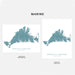 Two maps of Martha's Vineyard, Massachusetts, one in landscape and one in portrait orientation, on a white background.