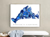 Martha's Vineyard map print in a blue shapes design by Maps As Art.