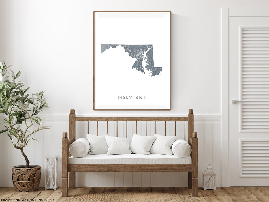 Maryland state map print in Vintage by Maps As Art.