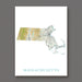 Map of Massachusetts on a white background with 'MASSACHUSETTS' text.