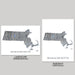 Two maps of Massachusetts, one in landscape and one in portrait orientation, on a gray background.