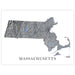 Topographic map of Massachusetts on a white background
