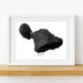 Framed black and white map of Maui, Hawaii on a wooden shelf.