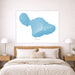 Unframed map of Maui on a wall above a bed with wooden headboard and nightstands.