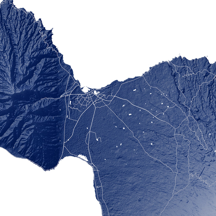 Maui Wall Art Print: Topographic Poster, Map of Maui Hawaii with Roads