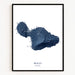 Framed map of Maui, Hawaii on a white background