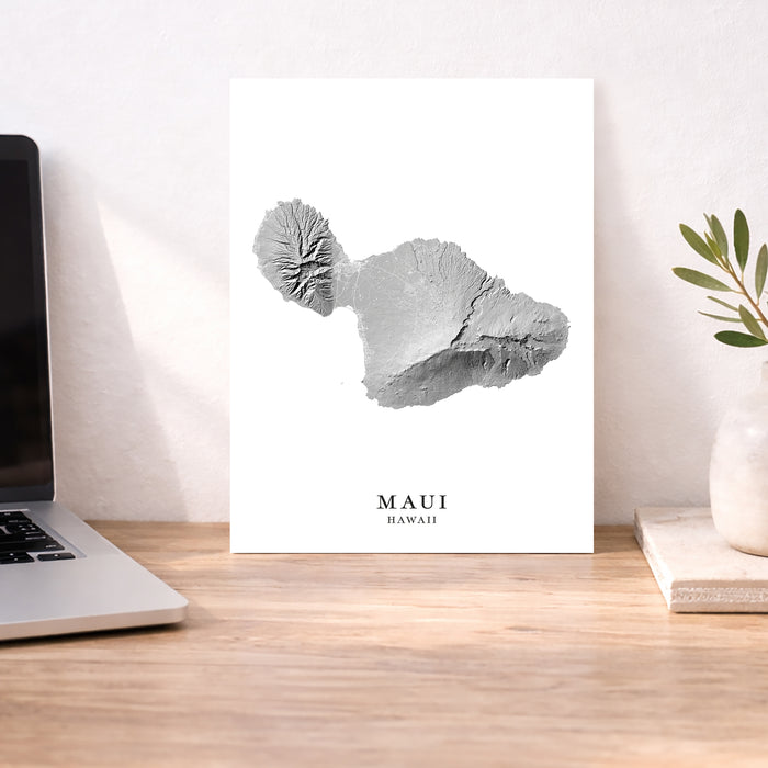 Maui Wall Art Print: Topographic Vintage Style Hawaii Island Map Poster