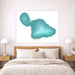 Framed map of Maui on a wall above a bed with wooden headboard and nightstands.