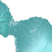 Topographic map with white lines indicating roads and boundaries on a teal background