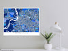 Memphis, Tennesee map art print in blue shapes designed by Maps As Art.