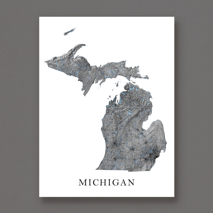 Map of Michigan on a white background with 'Michigan' text below.
