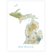 Map of Michigan with labeled state on a white background
