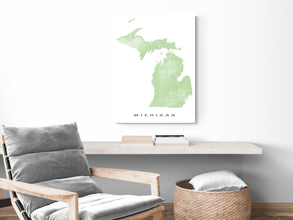 Michigan Map Print, Michigan Wall Art Prints, MI State Maps