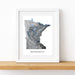 Framed map of Minnesota on a white background