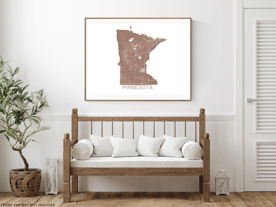 Minnesota state map print in Vintage by Maps As Art.