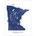 Map of Minnesota in blue on a white background
