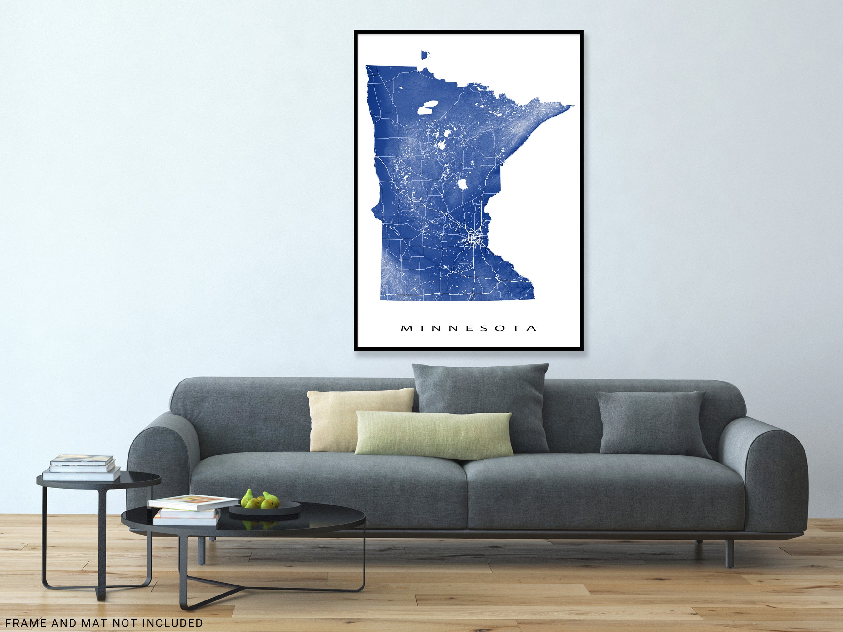 Minnesota State Map Wall Art Print Poster, Topographic Landscape MN Ro ...