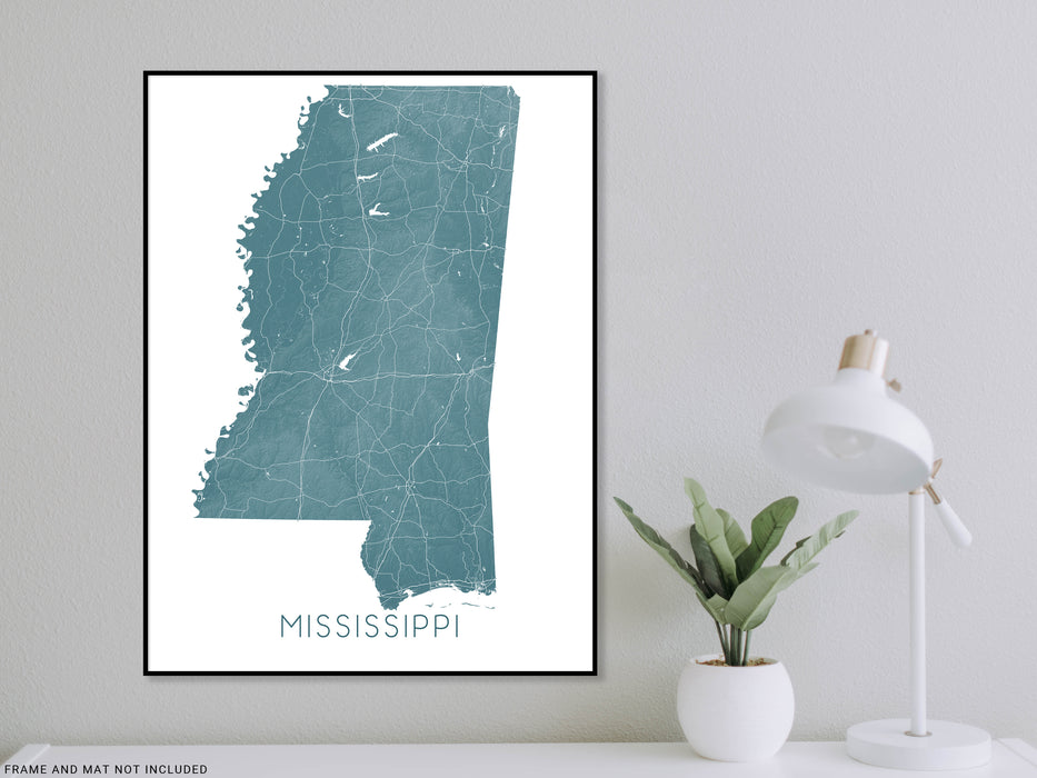 Mississippi state map print in Vintage by Maps As Art.