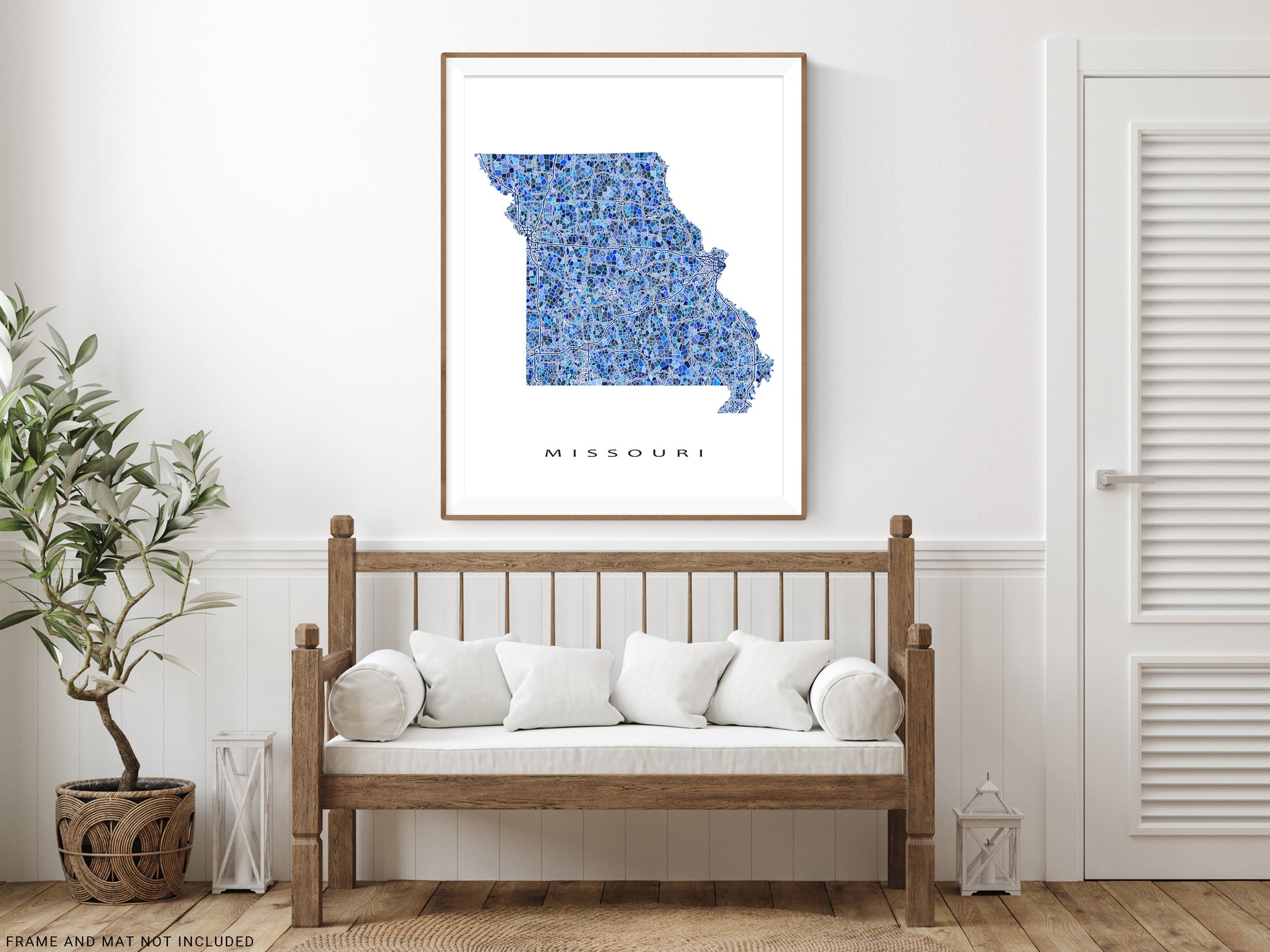 Missouri State Map Wall Art Print Poster with Blue Geometric Design ...