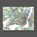 Colorful map of Montreal on a dark background