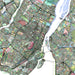 Colorful urban planning map of a city layout with roads and green spaces.