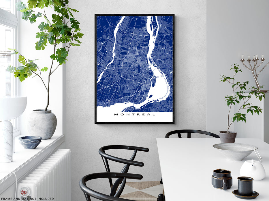 Montreal, Quebec, Canada map print with city streets and roads designed by Maps As Art.