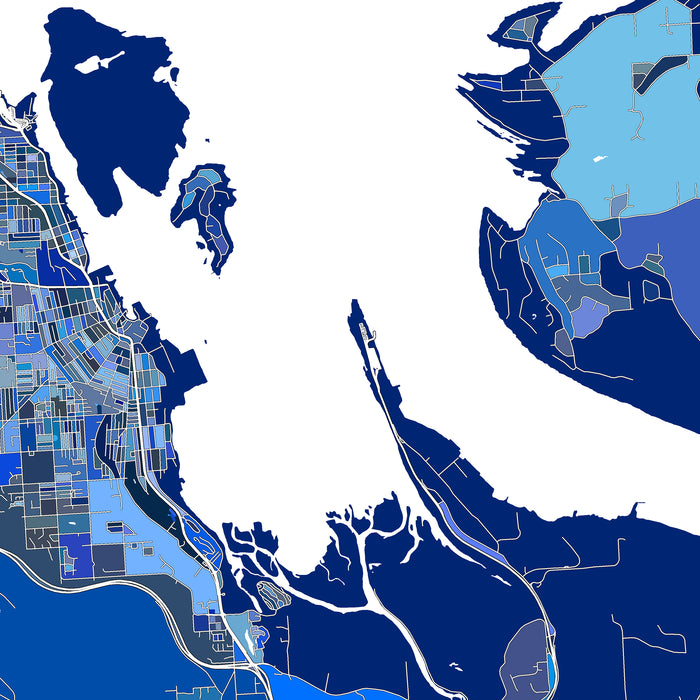 Nanaimo City Street Map Print: Blue Geometric Wall Art Poster, Vancouver Island Canada