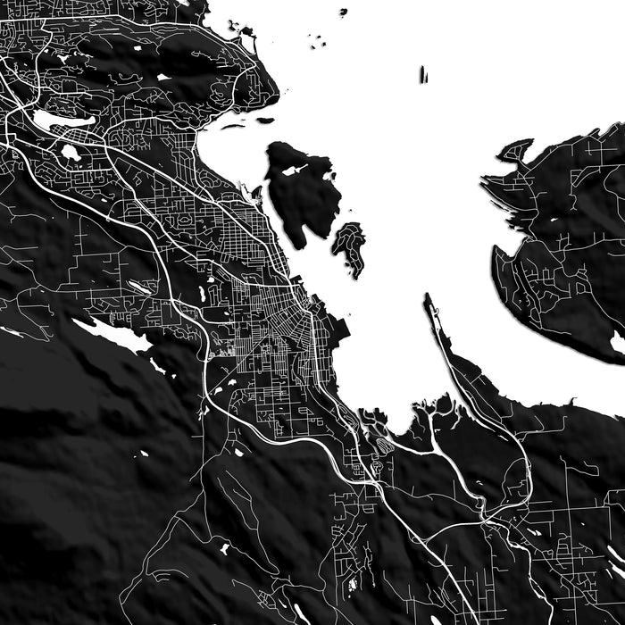 Nanaimo City Street Map Print: Black and White Wall Art Poster, Vancouver Island BC Canada