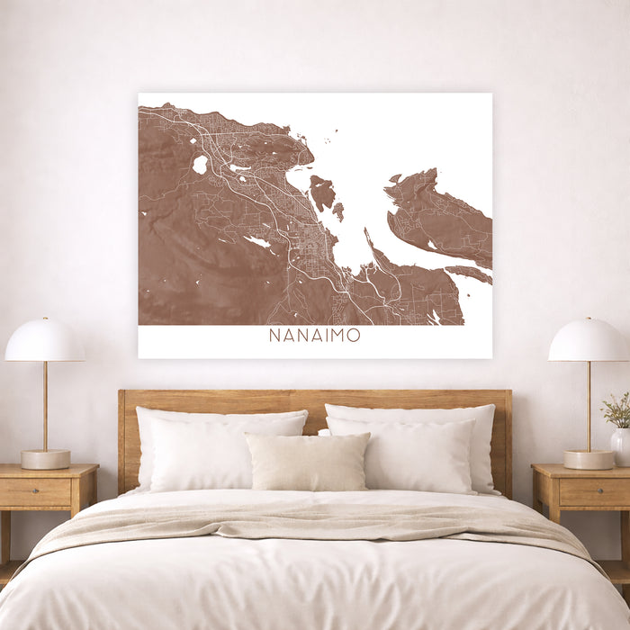 Nanaimo City Wall Art Print: Topographic Street Map of Nanaimo Vancouver Island Poster