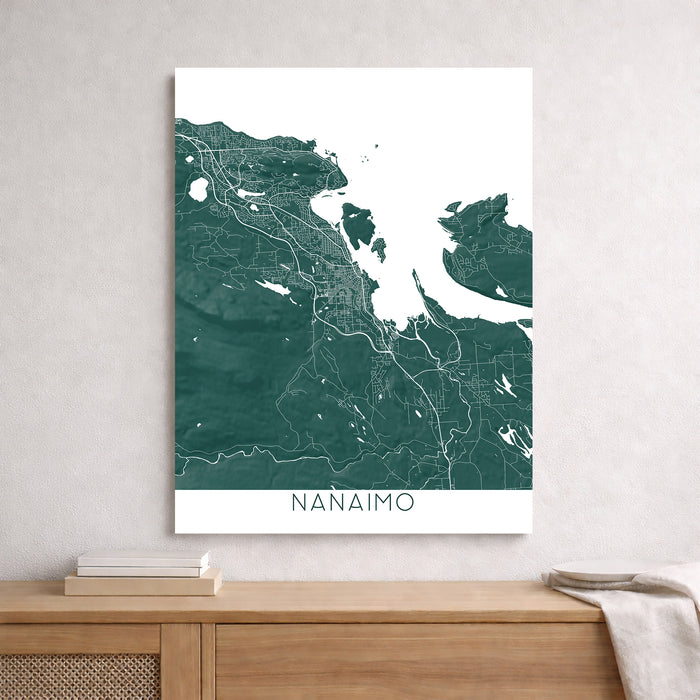 Nanaimo City Wall Art Print: Topographic Street Map of Nanaimo Vancouver Island Poster